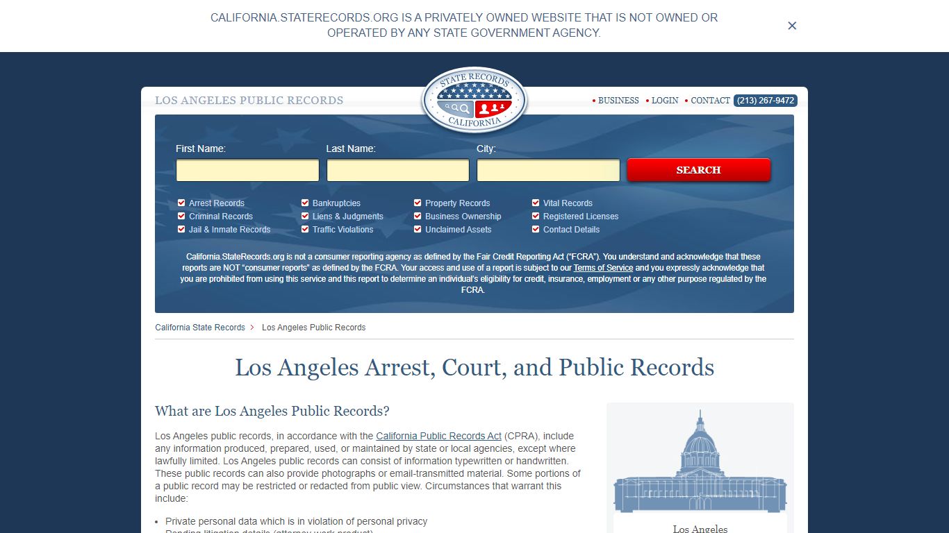 Los Angeles Arrest and Public Records | California ...